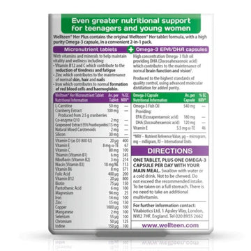 Vitabiotics Wellteen Her Plus Tablets 28 Tablets + 28 Capsules Pack - O'Sullivans Pharmacy
