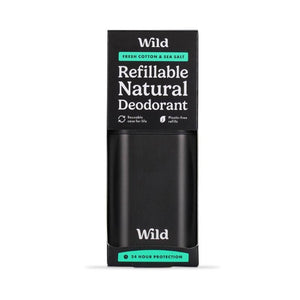 Wild Deodorant Starter Pack Men Black Case Fresh Cotton & Sea Salt - O'Sullivans Pharmacy - Toiletries - 5065003990098