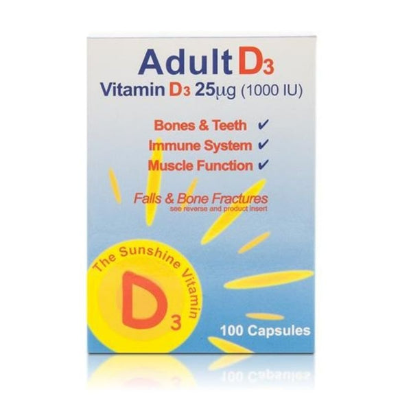 Adult D3 1000 Pure Vitamin D 1000 Iu Capsules 100 Pack - O'Sullivans Pharmacy - Vitamins -