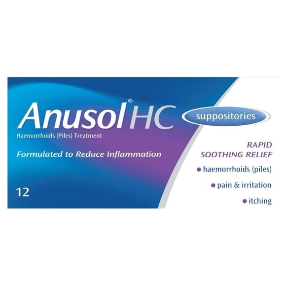 Anusol Hc Suppositories 12 - O'Sullivans Pharmacy - Medicines & Health -