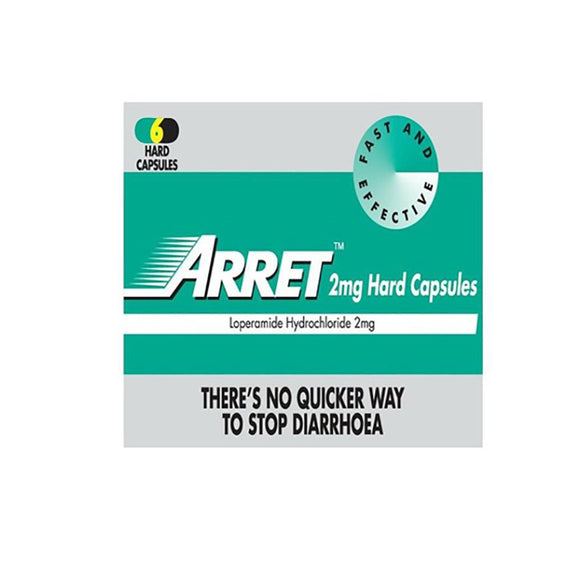 Arret Loperamide 2mg Capsules 6 Pack - O'Sullivans Pharmacy - Medicines & Health - 5099467000383