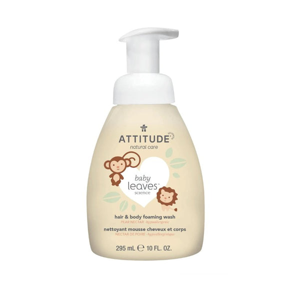 Attitude Baby Leaves 2 in 1 Foaming Wash Pear & Nectar 295ml - O'Sullivans Pharmacy - Mother & Baby - 626232466324