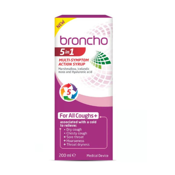 Bronchostop 5 in 1 Multi Symptom Action Syrup 200ml - O'Sullivans Pharmacy - Medicines & Health - 5400951004099