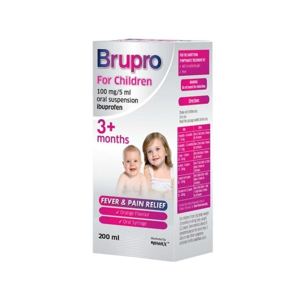 Brupro For Children 3+ Months 100mg/5ml 200ml - O'Sullivans Pharmacy - Medicines & Health - 5390387373718