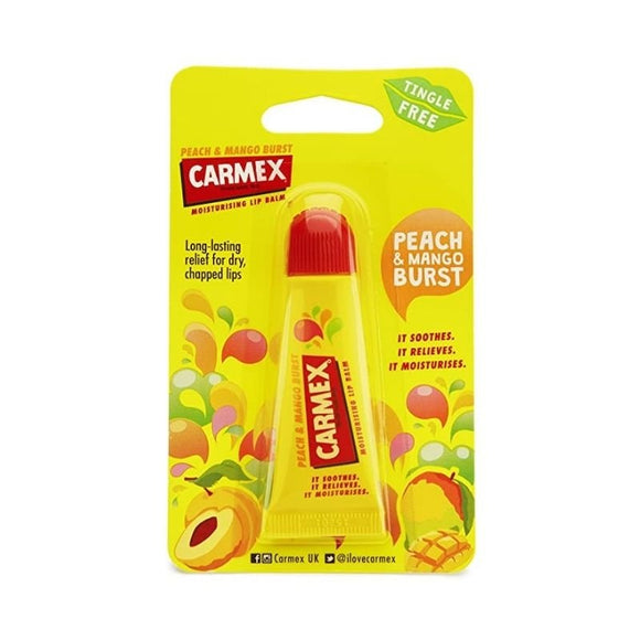 Carmex Peach and Mango Tingle Free Lip Balm Tube 10g - O'Sullivans Pharmacy - Skincare - 83078007133
