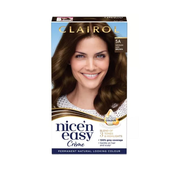 Clairol Nice n Easy 5A Medium Ash Brown Permanent Hair Dye - O'Sullivans Pharmacy - Toiletries - 8699568528723