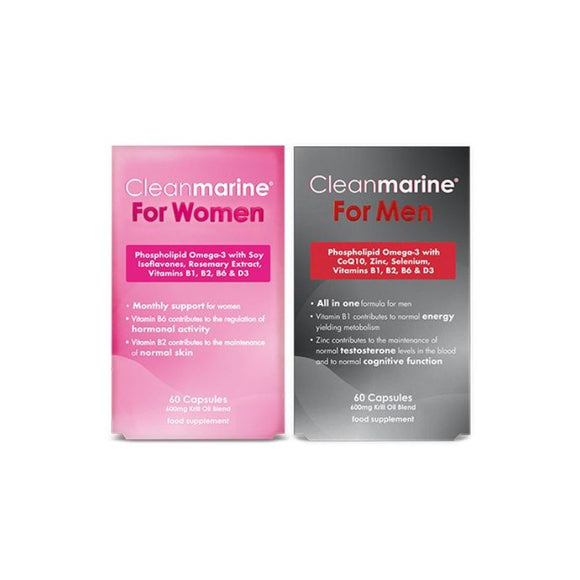 Cleanmarine For Women & Cleanmarine For Men Twin Pack 120 Capsules - O'Sullivans Pharmacy - Vitamins - 5391500077940