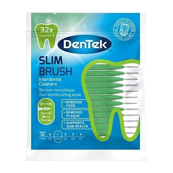 Dentek Green Interdental Slim Brushes Tapered Mint 32 Pack - O'Sullivans Pharmacy - Toiletries - 0047701500149