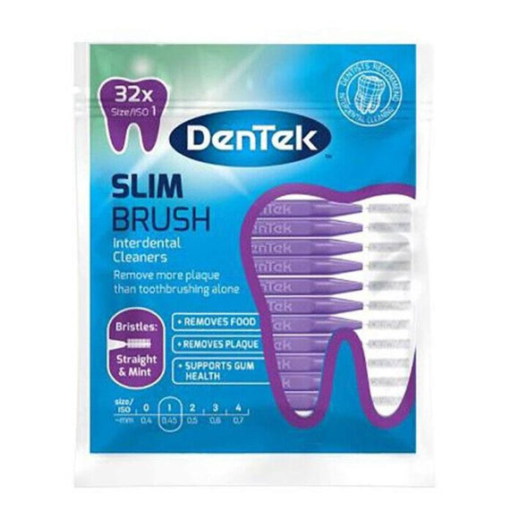 Dentek Purple Interdental Slim Brushes Straight Mint 32 Pack - O'Sullivans Pharmacy - Toiletries - 0047701500156