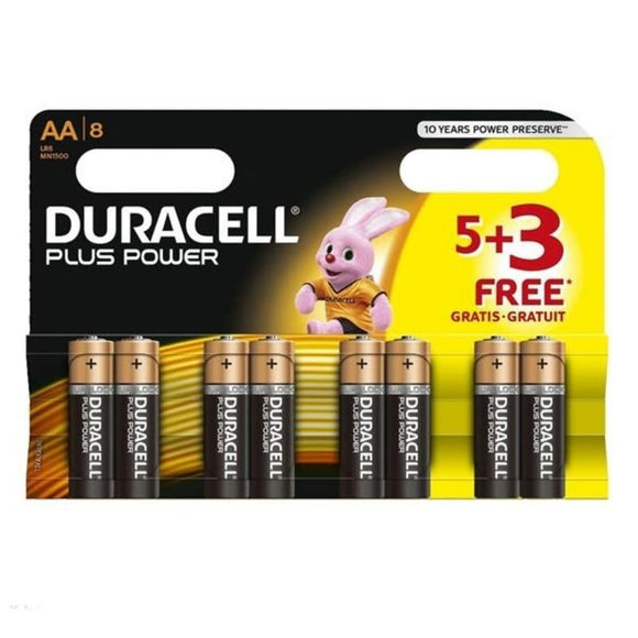 Duracell Plus Power AA 5+3 Pack Batteries - O'Sullivans Pharmacy - Medicines & Health -