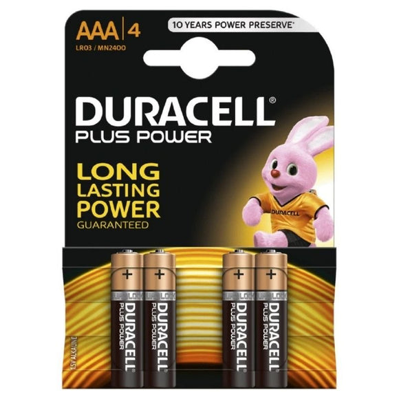 Duracell Plus Power AAA 4 Pack Batteries - O'Sullivans Pharmacy - Medicines & Health -
