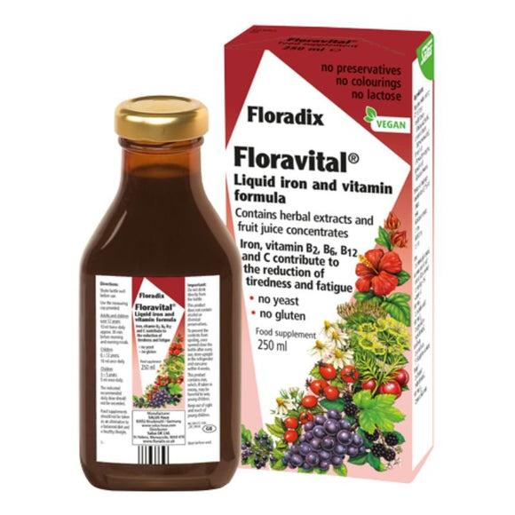 Floradix Floravital Liquid Iron And Vitamin Formula 250ml - O'Sullivans Pharmacy - Vitamins - 4004148017179