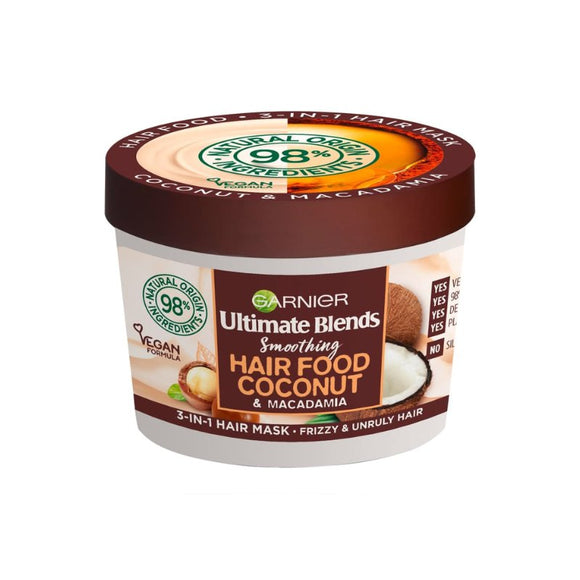 Garnier Ultimate Blends Smoothing Hair Food Coconut and Macadamia 390ml - O'Sullivans Pharmacy - Toiletries - 3600542231589