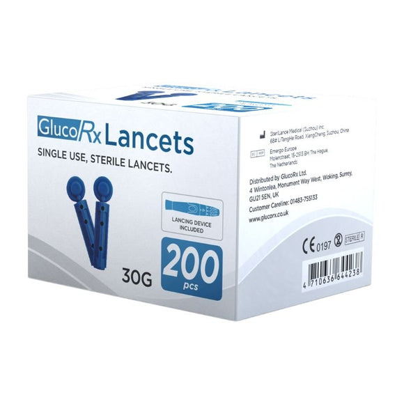 GlucoRx Lancets 200 Pack - O'Sullivans Pharmacy - Medicines & Health - 4710636644238