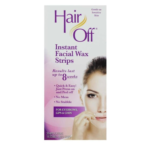 Hair Off Instant Facial Wax Strips 18 Pack - O'Sullivans Pharmacy - Toiletries - 0018515011046