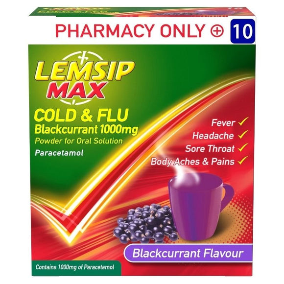Lemsip Max Blackcurrant 10 Pack - O'Sullivans Pharmacy - Medicines & Health -