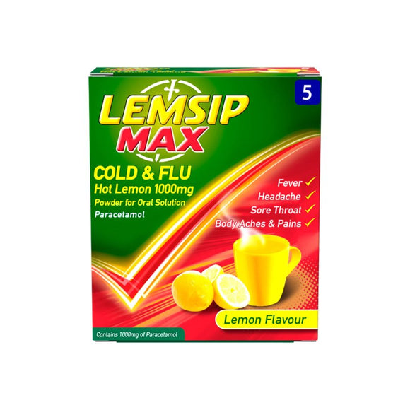 Lemsip Max Strength Lemon 5 Sachets - O'Sullivans Pharmacy - Medicines & Health - 5000158064188