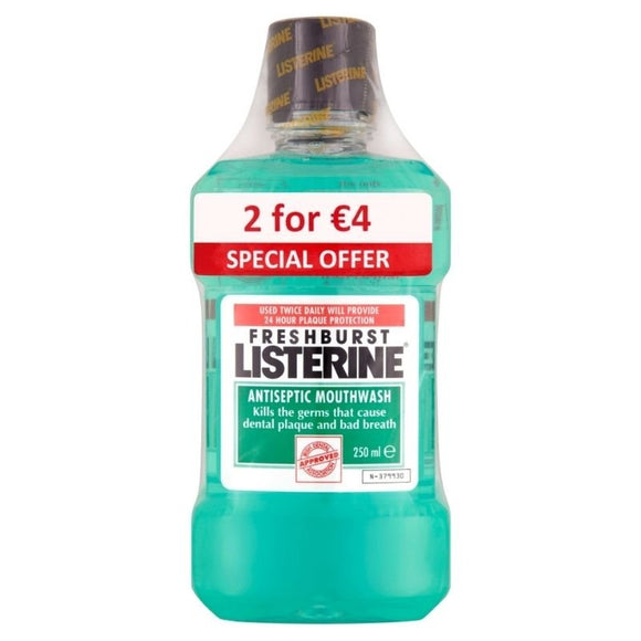 Listerine Fresh Burst Mouthwash Twinpack 2 x 250ml - O'Sullivans Pharmacy - Toiletries -