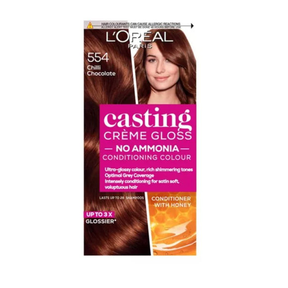 L'Oreal Casting Creme Gloss 554 Chili Chocolate Hair Colour - O'Sullivans Pharmacy - Haircare - 3600522405023