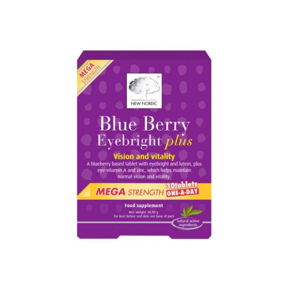 New Nordic Blue Berry Mega Strength 30 Tablets - O'Sullivans Pharmacy - Complementary Health - 5021807447015
