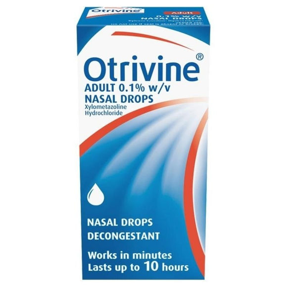 Otrivine Adult Decongestant Nasal Drops 0.1% Xylometazoline 10ml - O'Sullivans Pharmacy - Medicines & Health -