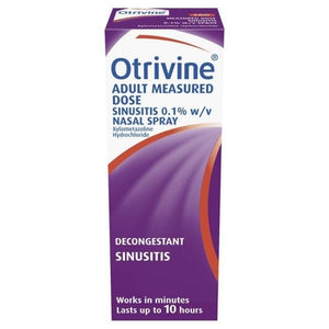 Otrivine Adult Metered Dose Sinusitis Nasal Spray 0.1% Xylometazoline 10ml - O'Sullivans Pharmacy - Medicines & Health -