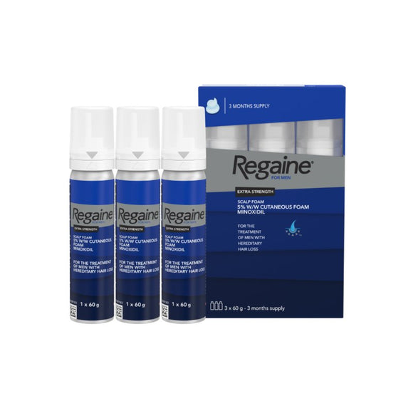 Regaine For Men Extra Strength 5% Foam 3 x 60g - O'Sullivans Pharmacy - Medicines & Health - 3574661580906