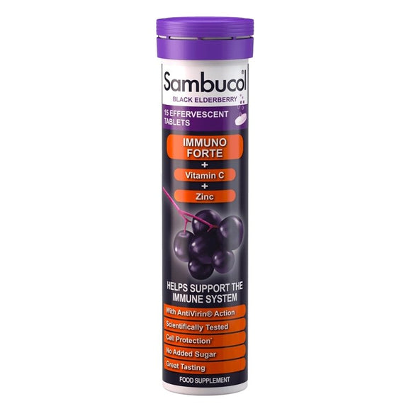 Sambucol Immuno Forte Effervescent Tablets 15 Pack - O'Sullivans Pharmacy - Vitamins - 5060216560458
