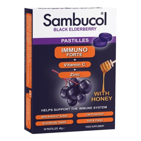 Sambucol Immuno Forte Pastilles 20 Pack - O'Sullivans Pharmacy - Vitamins - 5060216561295
