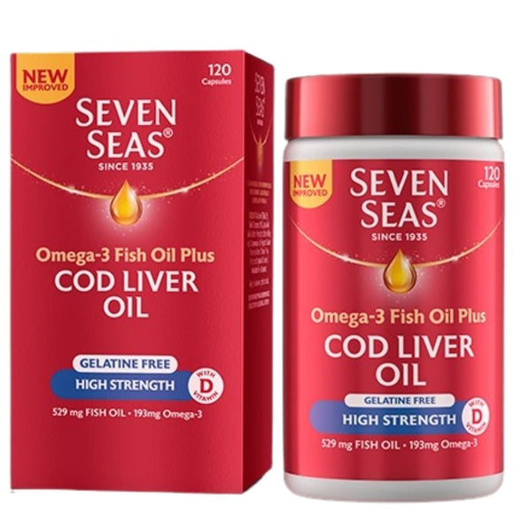 Seven Seas High Strength Cod Liver Oil Capsules 120 Pack - O'Sullivans Pharmacy - Vitamins - 5012335809307