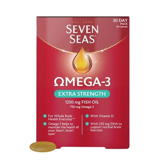 Seven Seas Omega 3 Extra Strength Capsules 30 Pack - O'Sullivans Pharmacy - Vitamins - 8006540158920