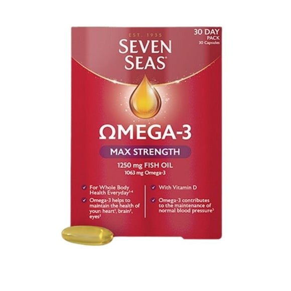 Seven Seas Omega 3 Maximum Strength Capsules 30 Pack - O'Sullivans Pharmacy - Vitamins - 8006540158951