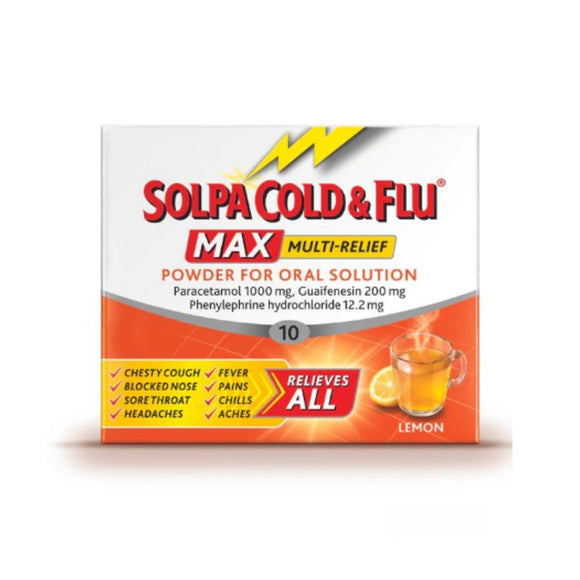 Solpa Cold & Flu 1000mg 10 Sachets - O'Sullivans Pharmacy - Medicines & Health - 5012616266997