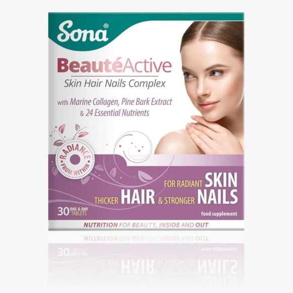 Sona Beaute Active Skin, Hair & Nails Complex 30 Tabs - O'Sullivans Pharmacy - Vitamins - 5390612003403