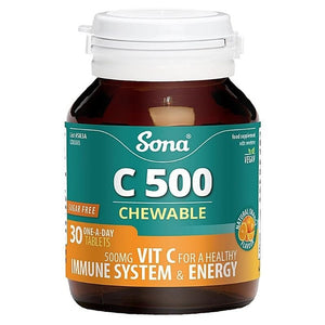 Sona C500 Chewable Vitamin C 500mg Tablets 30 Pack - O'Sullivans Pharmacy - Vitamins -
