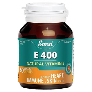 Sona E400 Natural Vitamin E Capsules 60 Pack - O'Sullivans Pharmacy - Vitamins -