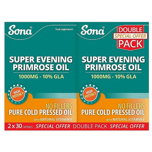 Sona Evening Primrose Oil 1000mg Capsules 2 x 30 Twin Pack - O'Sullivans Pharmacy - Vitamins -