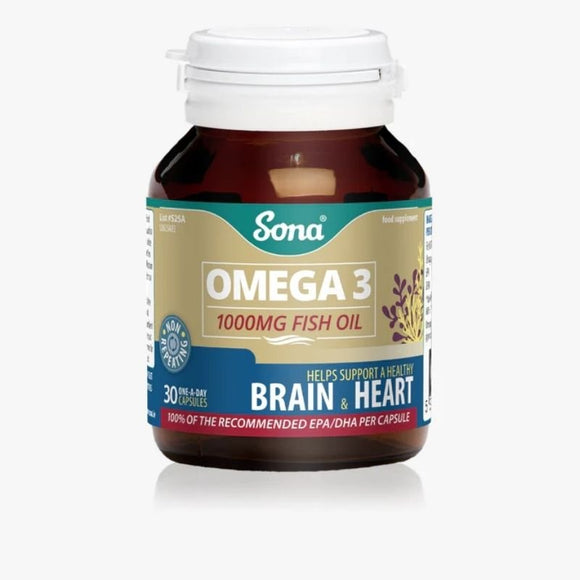 Sona Omega 3 1000mg Fish Oil Capsules 30 Pack - O'Sullivans Pharmacy - Vitamins - 5390612002505