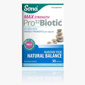 Sona Pro32Biotic Capsules 30 Pack - O'Sullivans Pharmacy - Vitamins - 5390612009917