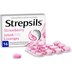 Strepsils Strawberry Sugar Free Lozenges 16 Pack - O'Sullivans Pharmacy - Medicines & Health -