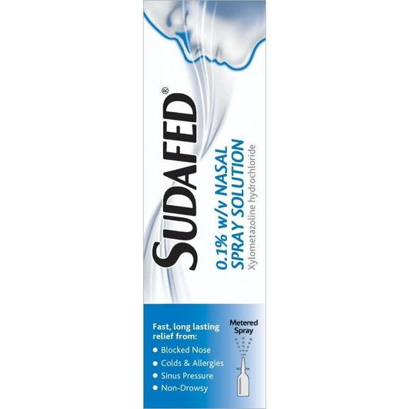 Sudafed Nasal Spray 0.1% Xylometazoline 15ml - O'Sullivans Pharmacy - Medicines & Health -
