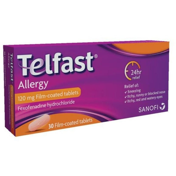 Telfast Allergy 120 mg Film Coated Tablets 30 Pack - O'Sullivans Pharmacy - Medicines & Health -