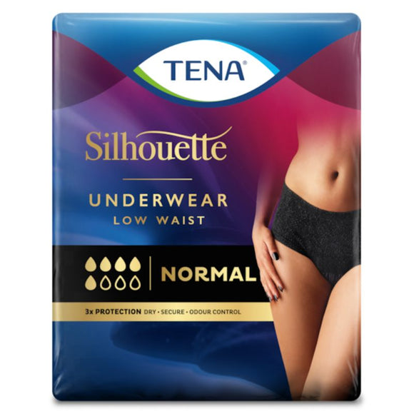 Tena Silhouette Normal Low Waist Black Incontinence Underwear Large 9 Pack - O'Sullivans Pharmacy - Toiletries - 7322541056715