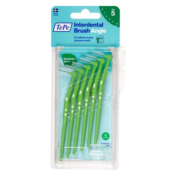 TePe Angle Green Interdental Brushes (Size 5) 6 Pack - O'Sullivans Pharmacy - Toiletries - 7317400011622