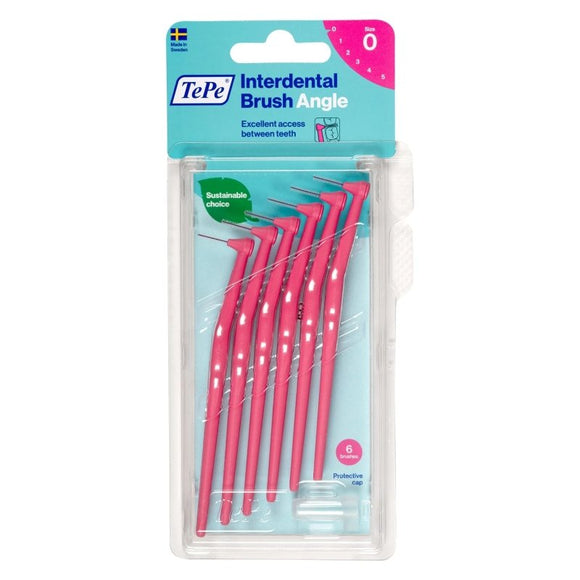 TePe Angle Pink Interdental Brushes (Size 0) 6 Pack - O'Sullivans Pharmacy - Toiletries - 7317400011486