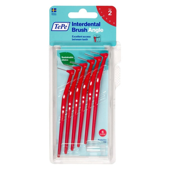 TePe Angle Red Interdental Brushes (Size 2) 6 Pack - O'Sullivans Pharmacy - Toiletries - 7317400011530