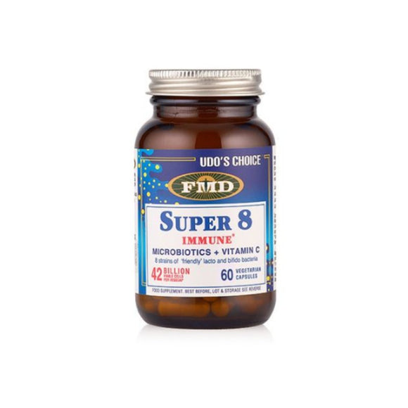 Udos Choice Super 8 Immune Microbiotics + Vitamin C 60 Capsules - O'Sullivans Pharmacy - Vitamins - 5391500076820