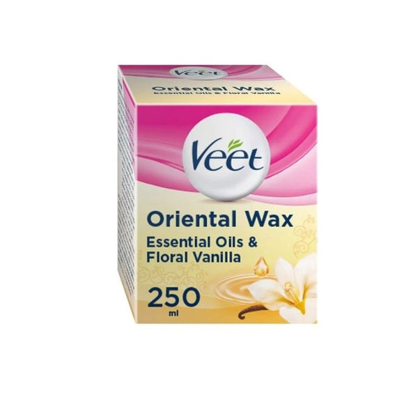 Veet Oriental Wax Essential Oils and Floral Vanilla Warm Wax Microwavable Jar 250ml - O'Sullivans Pharmacy - Toiletries - 5000146060437