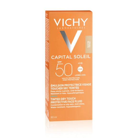 Vichy Ideal Soleil Tinted Dry Touch Face Fluid SPF50 50ml - O'Sullivans Pharmacy - Skincare - 3337871325787