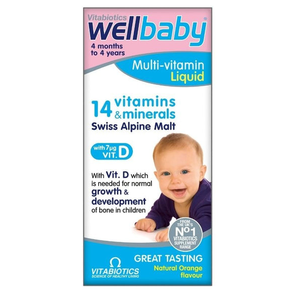 Vitabiotics Wellbaby Infant Liquid 4 Months to 4 Years 150ml - O'Sullivans Pharmacy - Vitamins -